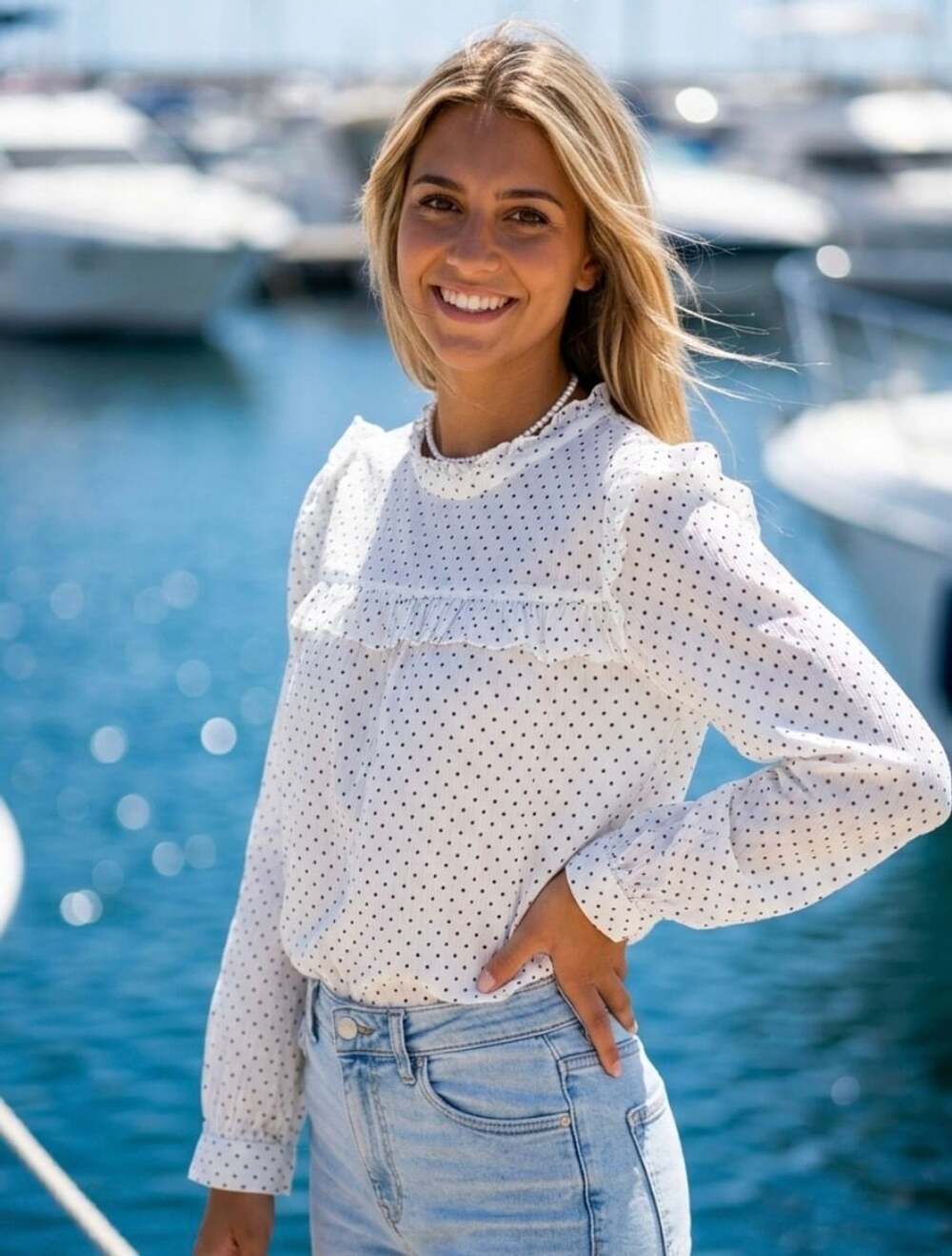 Madewell Mockneck Ruffle Top Size S Flocked Dot White Black Blouse